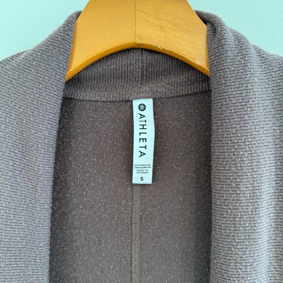 Athleta Open Front Cardigan With Pockets Long Sleeve Waterfall Brown Size Small - Picture 2 of 6